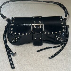 SHEIN Black Studded Shoulder Bag